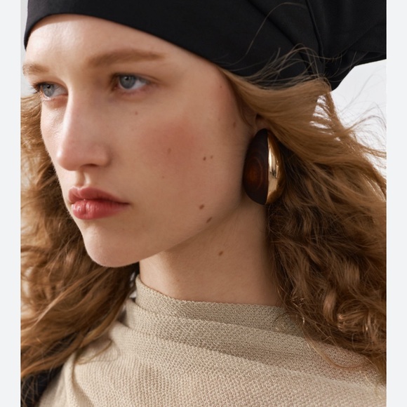 Zara METAL WOOD EARRINGS | - Picture 1 of 3